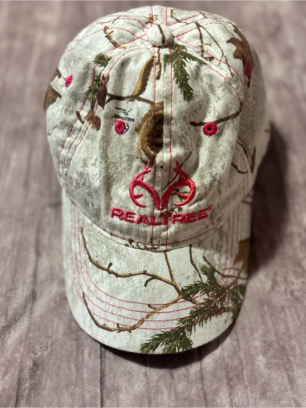 Vtg Y2K Realtree Camo Hat Womens Pink Antler Logo Streetwear Gorpcore Cap
